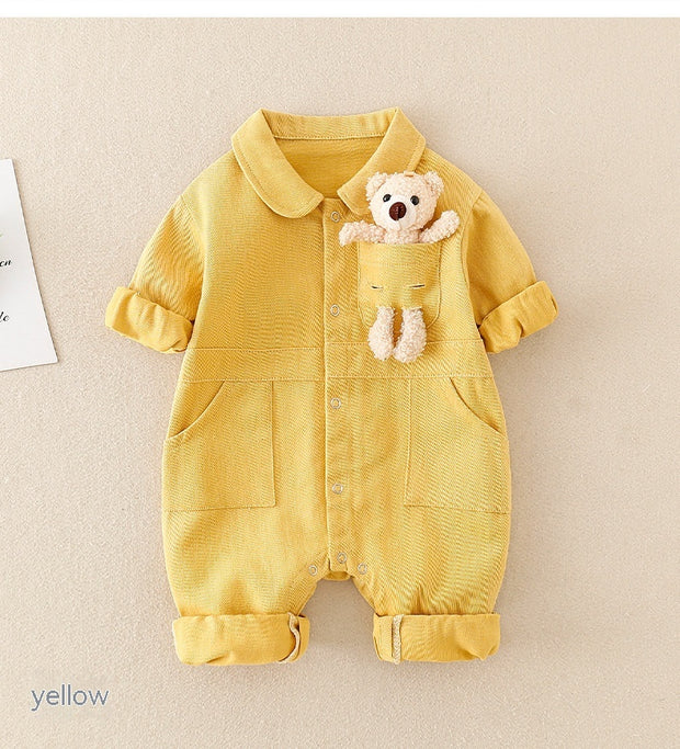 Baby Handsome Denim Jumpsuit Spring Festival Western Style Baby Boy