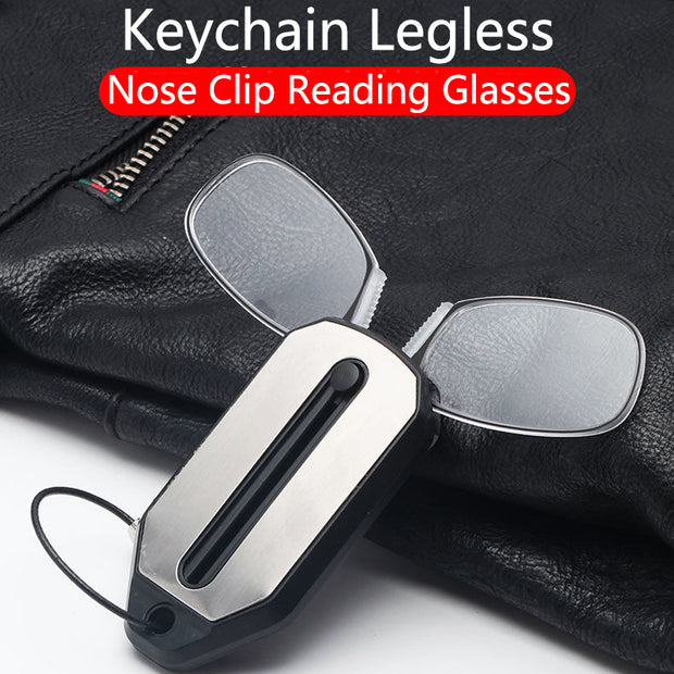 Mini Nose Clip On Portable Reading Glasses Men For Women Rimless Portable Magnifying Presbyopic Glasses Eyewear Ladies