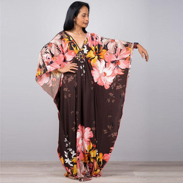 Polyester Printed Loose Robe Vacation Sun Protection Shirt Blouse