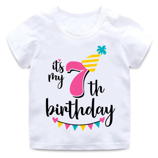 Children's Birthday Number Print Short Sleeve