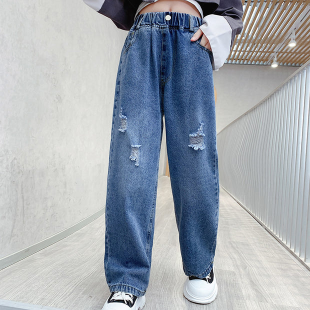 Loose Middle-aged Kids Children's Wide-leg Jeans