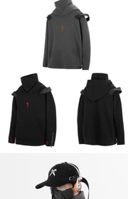 Functional And Trendy High Necked Hooded Woven Hoodie