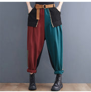 Personality Contrast Color Stitching Denim Trousers For Women