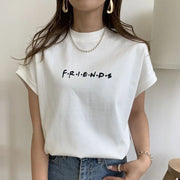 Summer Round Neck Ins White Sleeveless T-shirt Women's Loose