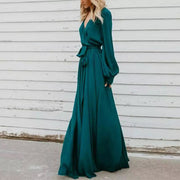 Women's Temperament V-neck Long Sleeve Dress