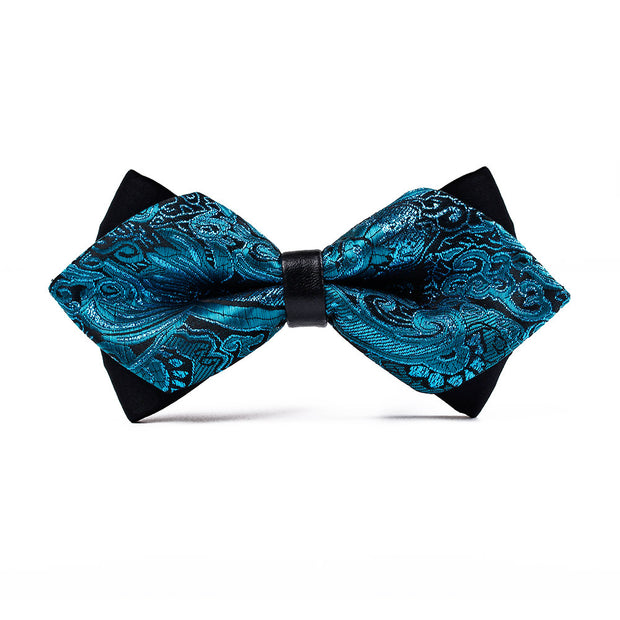 Men's Polyester Pointed Bow Tie Gold Bright Silk Flash