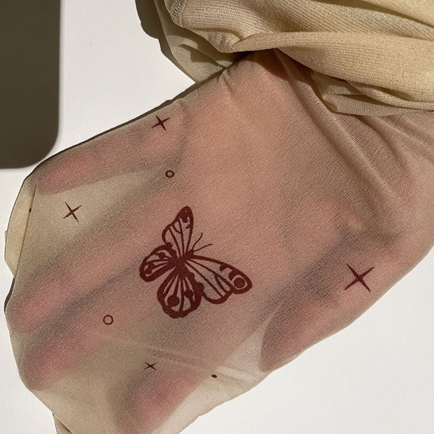 Lolita Tattoo Y2g Tattoo Print Butterfly Stockings