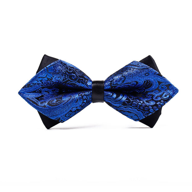 Men's Polyester Pointed Bow Tie Gold Bright Silk Flash