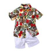 Two-piece boy short sleeve printed shirt