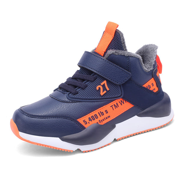 Children's mid-cut and velvet warm sports shoes