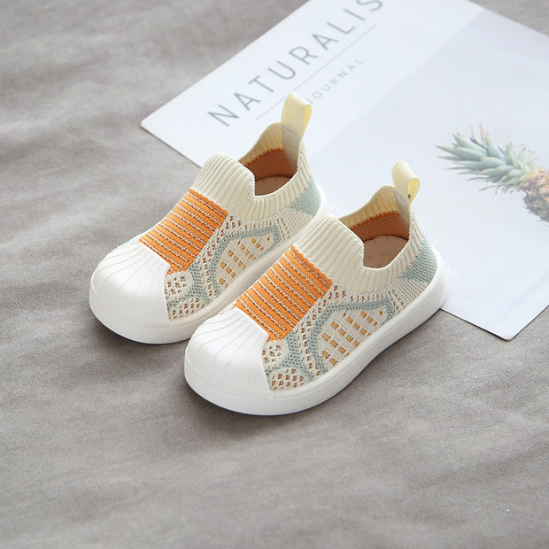 Shell-toe Single Shoes Flying Woven Children's Shoes Soft Sole