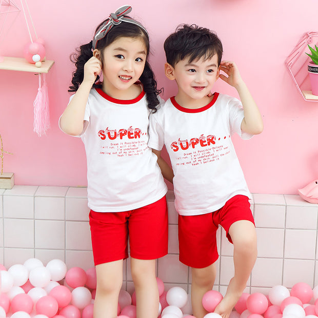 Children's cotton short sleeve suit