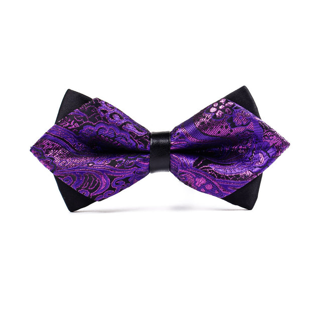 Men's Polyester Pointed Bow Tie Gold Bright Silk Flash