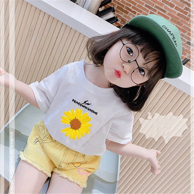 Girls' cotton short sleeve  T-shirt