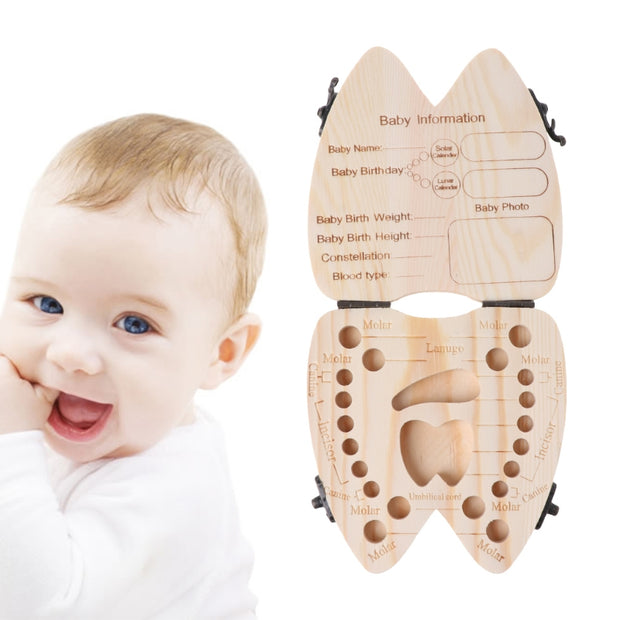 Wooden Baby Tooth Box Organizer Deciduous Teeth Storage