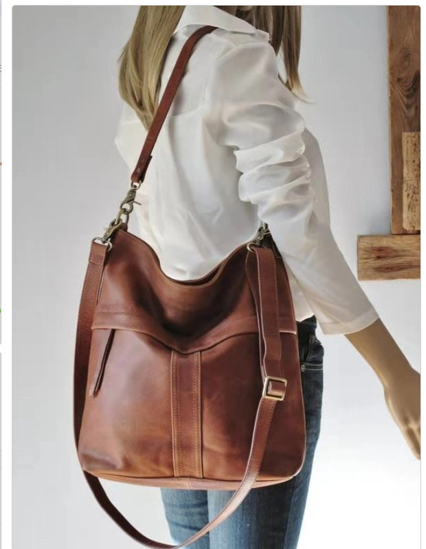 Oil Wax PU Soft Leather Shoulder Bag