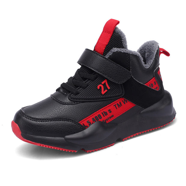 Children's mid-cut and velvet warm sports shoes