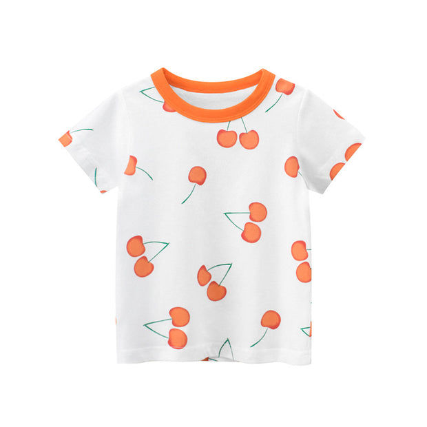 Fashion Summer Print Girls Short Sleeve T-shirt