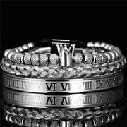 Luxury Roman Royal Crown Charm Bracelet Men Stainless Steel Geometry Pulseiras Men  Adjustable Bracelets Couple Jewelry Gift