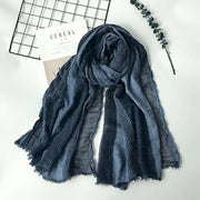 Men Winter Cotton Linen Scarf women Solid Long Scarves Shawl