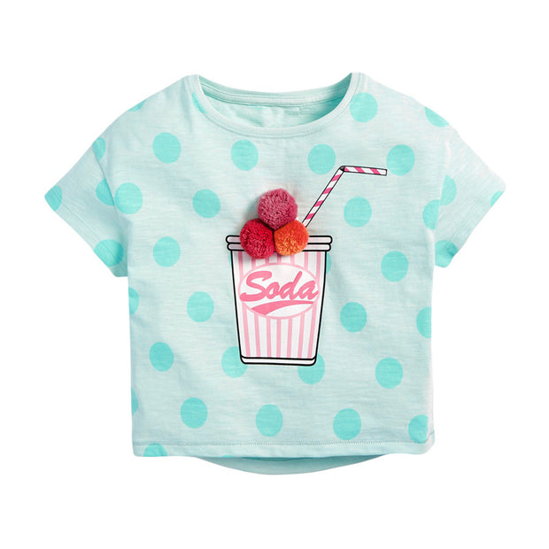 Children's Knitted Cotton Short-sleeved Girls T-shirt