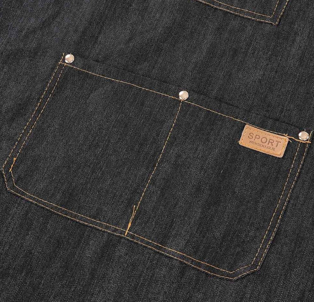 Vulcanized Black Denim Denim Fabric Halterneck Japanese Work Apron