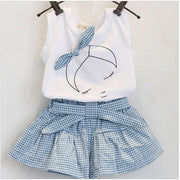 Girls Fashion Clothes Set Short Sleeve Shirt Short Skirt 2 Piece