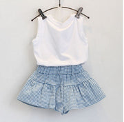 Girls Fashion Clothes Set Short Sleeve Shirt Short Skirt 2 Piece