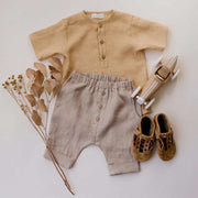 Summer Cotton And Linen Boy Khaki Gray Suit Solid Color Short-Sleeved Pants Suit Two-Piece Single-Breasted T-Shirt