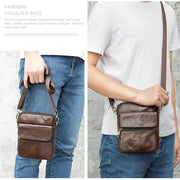 Men's Waist Bag New Messenger Bbag Shoulder Bag Men's Bag Leather Men Bags First Layer Leather Large Screen Mobile Phone Bag