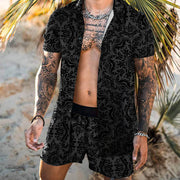 Floral Shirt Beach Two Piece Suit New Fashion Men Sets