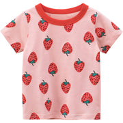 New Girls Strawberry Short-Sleeved T-Shirt Wholesale