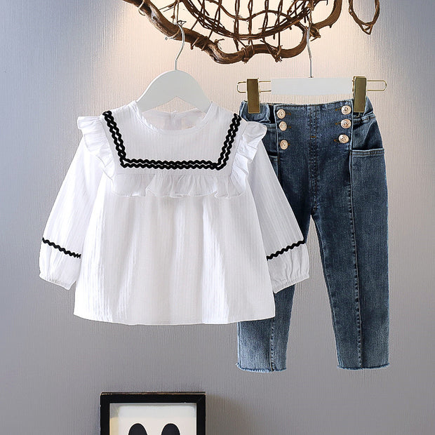 Girls Spring And Autumn Clothes two-piece