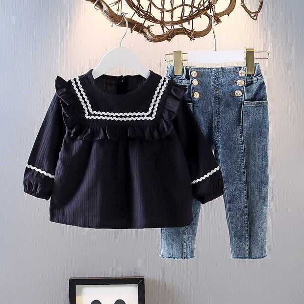 Girls Spring And Autumn Clothes two-piece