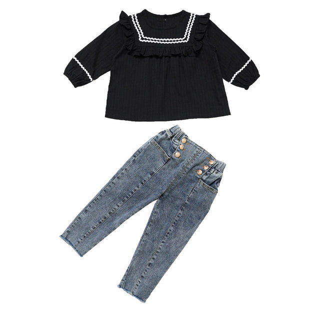 Girls Spring And Autumn Clothes two-piece