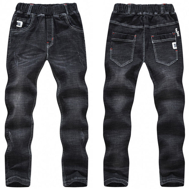 Autumn And Winter Black Slim-Fit And Warm Middle-Aged Children's Trousers