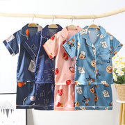 Children's Pajamas Set Cartoon Printed Silk Home Service