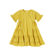 Children's Yellow Dress Solid Color Cute Sleeves