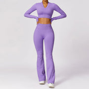 Women's Casual Tight Seamless Long-sleeved Trousers Yoga Clothes Suit