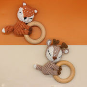 Handmade Crochet Fox Elk Rattle Toy Baby Molar Teether