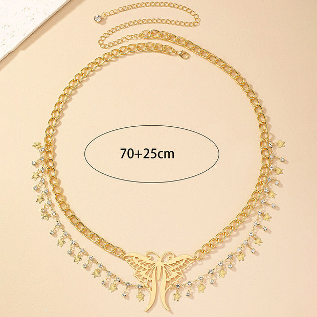 Metal Butterfly Pendant Multi-layer Chain Waist Chain Women's Accessories Tassel Niche Hot Girl Waist