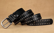 Women's First Layer Cowhide Simple Rivet Casual Decorative Belt