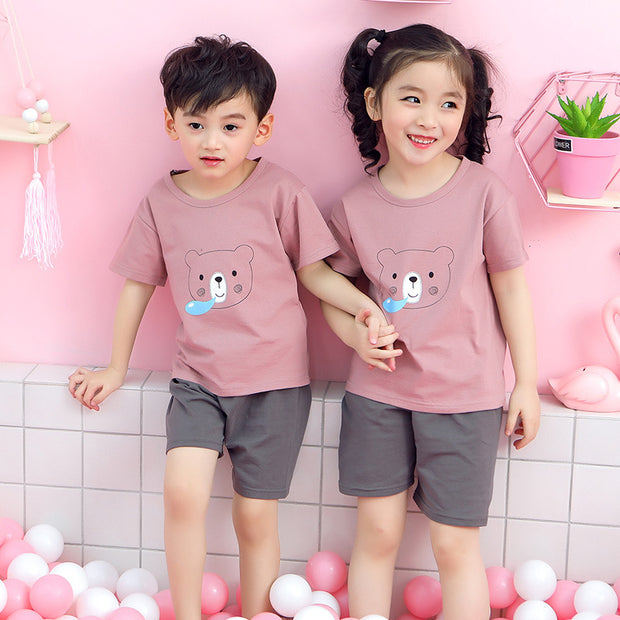 Children's cotton short sleeve suit