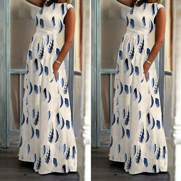 Maternity Dress Pregnant O-Neck Print