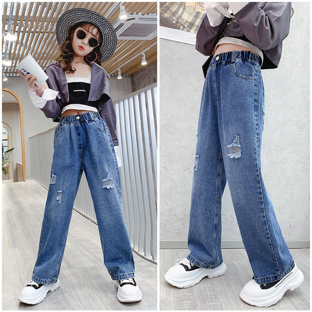 Loose Middle-aged Kids Children's Wide-leg Jeans