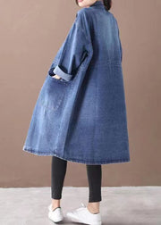 Fashionable Versatile Slimming Denim Shirt Dress Korean Style Elegant Hong Kong Style Vintage Single-breasted Coat