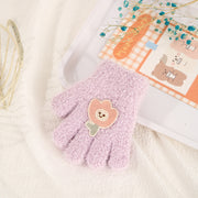 Children's Gloves Autumn And Winter New Warm Cold-proof Fleece Cute Cartoon Bear Five Fingers