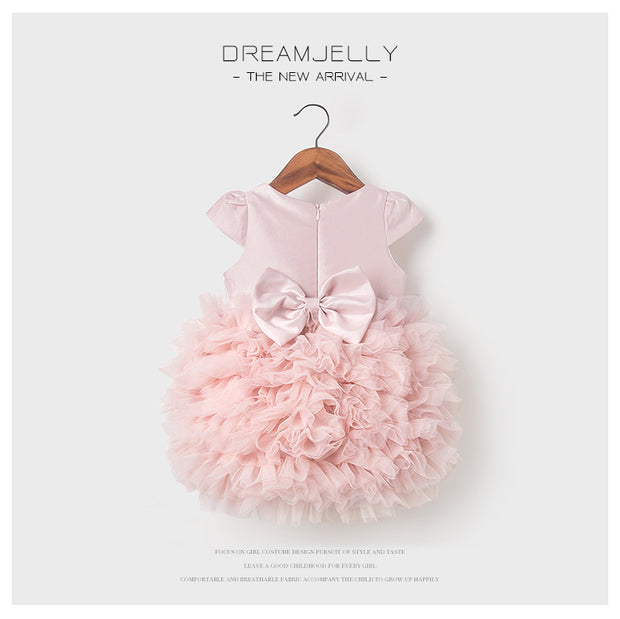 Girls' first birthday dress pink pettiskirt baby princess dress