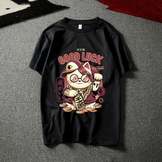 Cat anime T-shirt men