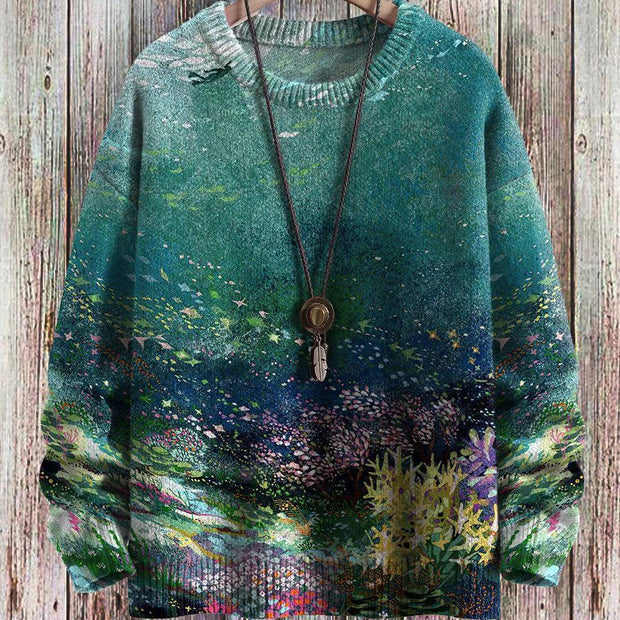 Men's Waffle Printed Crew Neck Sweatshirt